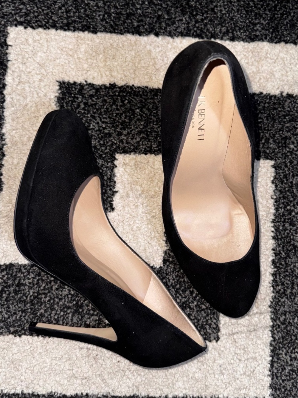 LK Bennett Sledge Black Suede Platform Court Heel Pump